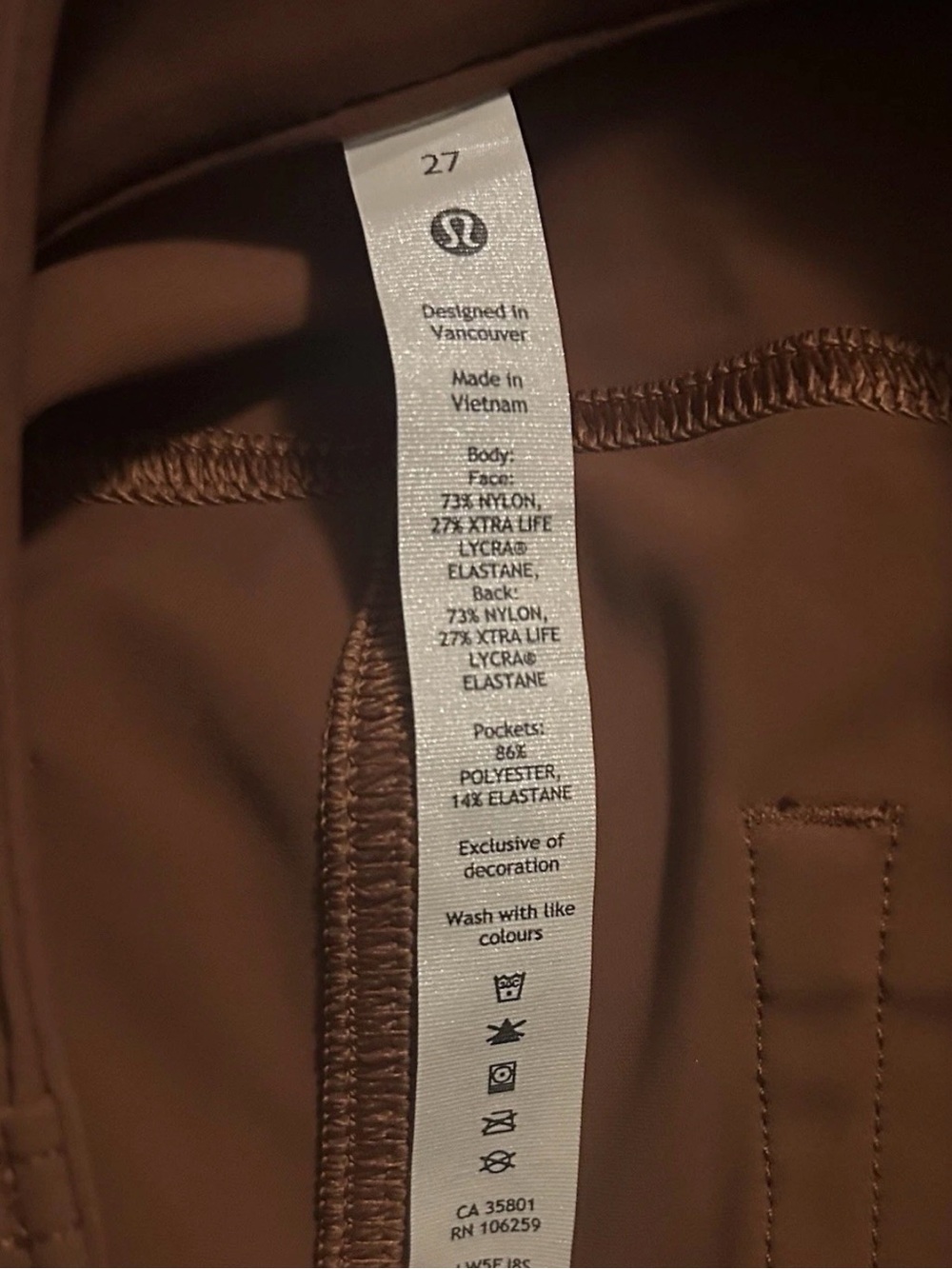 NWT Lululemon size 27 city sleek slim fit high rise pants ancient copper ancp - Picture 3 of 6